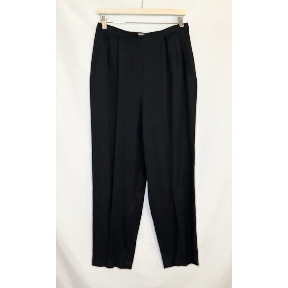 Valerie Stevens Pure 100% Silk Black Dress Pants Pleated Career Retro Women's 12 - Picture 1 of 10